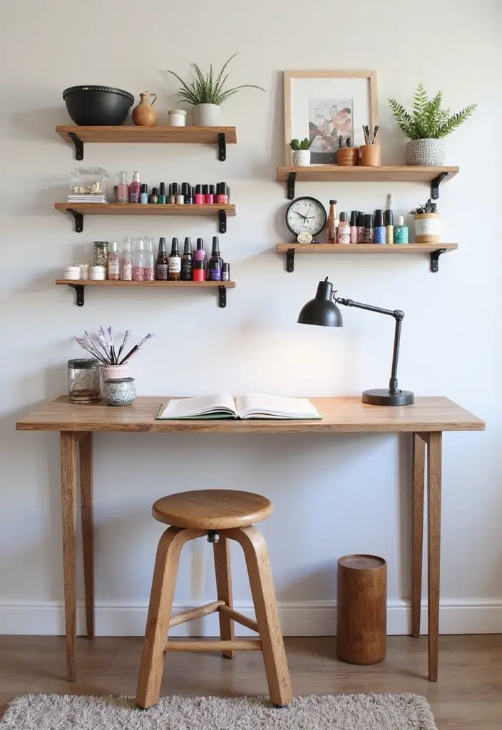 28 Cozy Home Nail Room Ideas for Personal Zen Sanctuaries - 5. Functional DIY Nail Stations