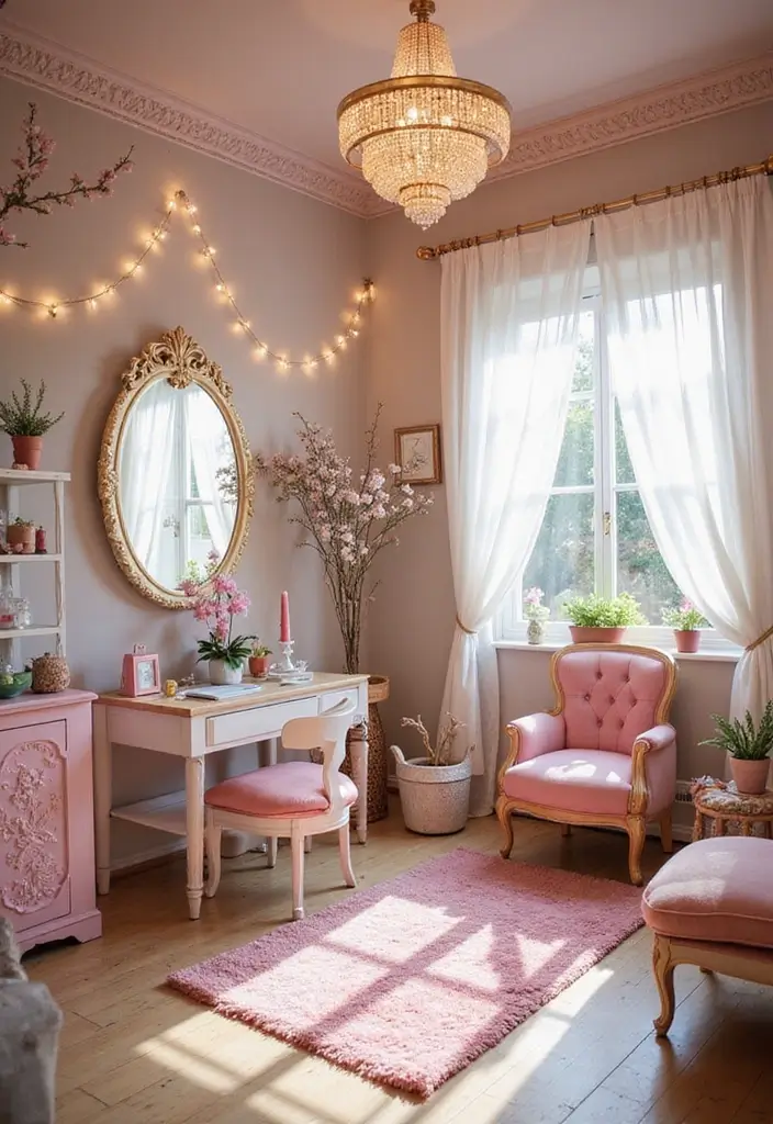 28 Cozy Home Nail Room Ideas for Personal Zen Sanctuaries - 8. Magical Fairy Tale Aesthetic