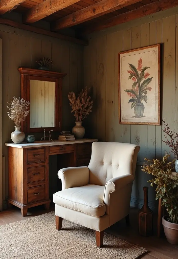 28 Cozy Home Nail Room Ideas for Personal Zen Sanctuaries - 9. Rustic Charm