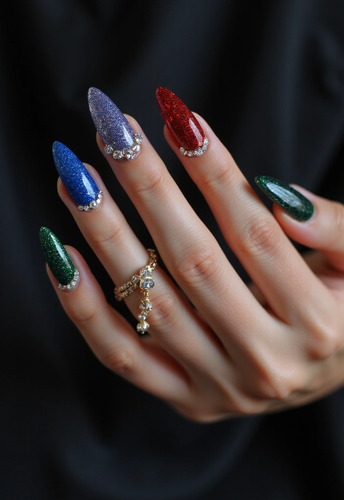 28 Dramatic Long Nail Ideas for Extended: Embracing Gothic Elegance - 11. Dark Jewels