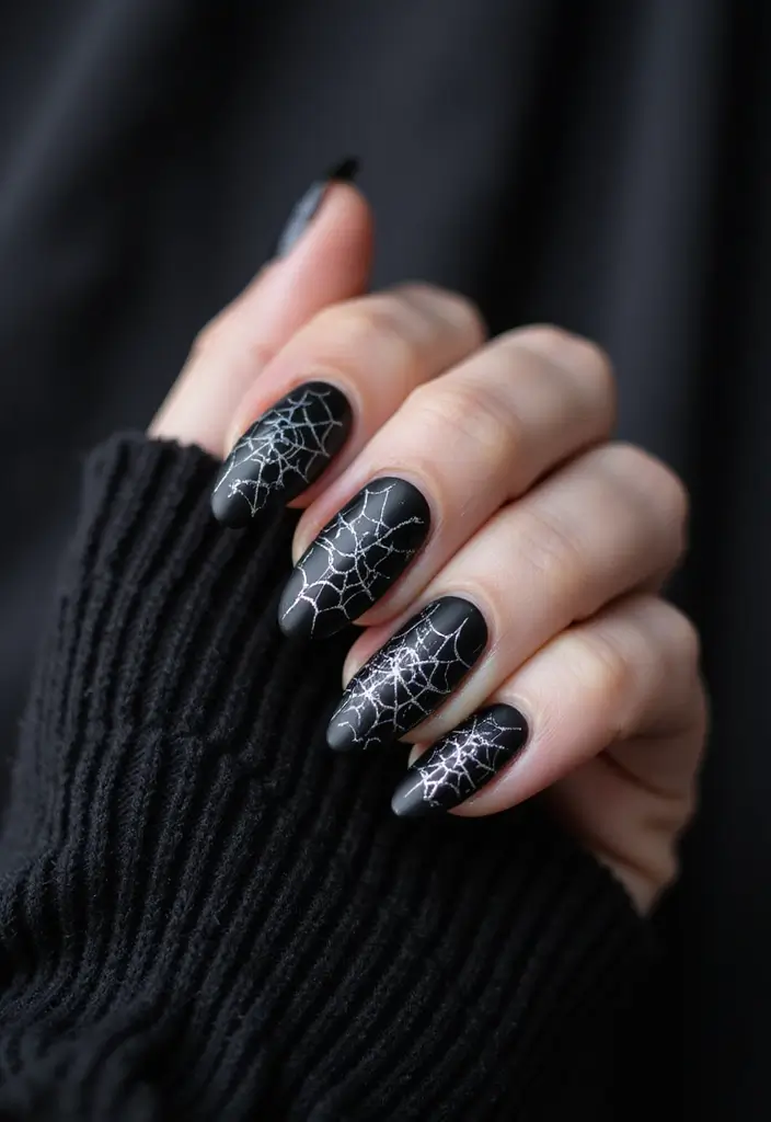 28 Dramatic Long Nail Ideas for Extended: Embracing Gothic Elegance - 14. Elegant Spider Webs