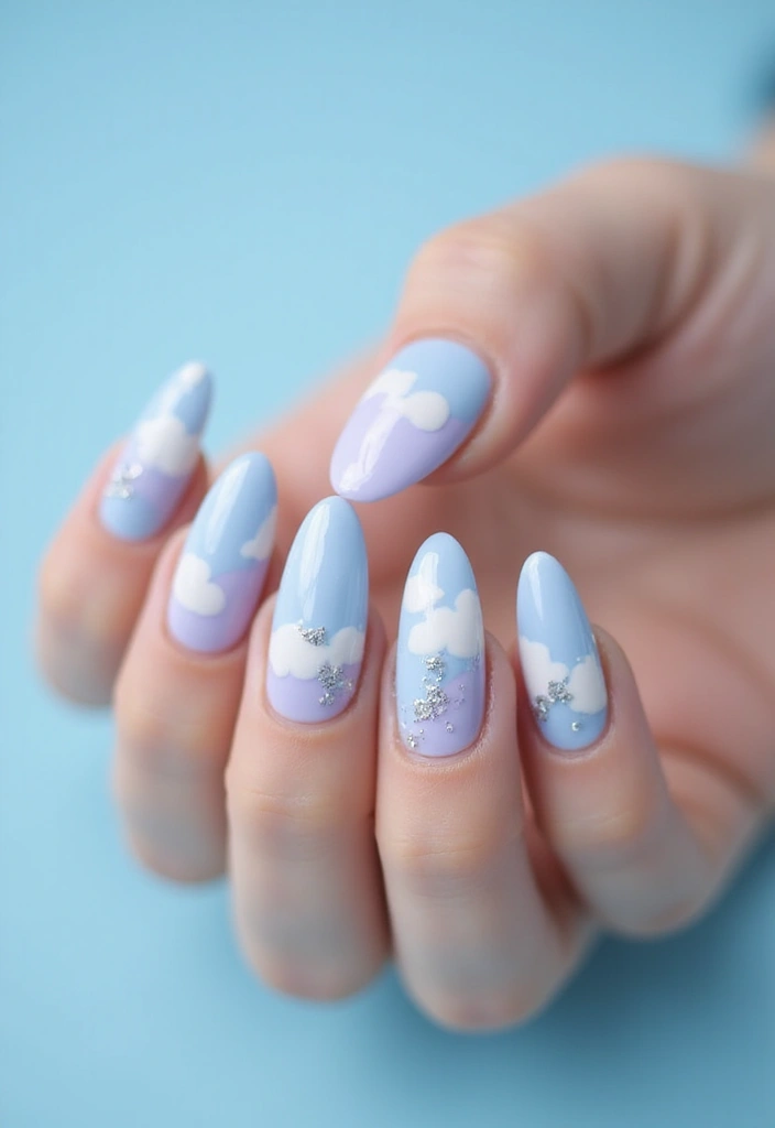 28 Dramatic Long Nail Ideas for Extended: Embracing Gothic Elegance - 17. Ethereal Clouds
