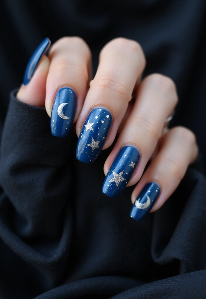 28 Dramatic Long Nail Ideas for Extended: Embracing Gothic Elegance - 19. Dark Moonlight