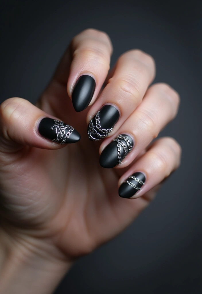 28 Dramatic Long Nail Ideas for Extended: Embracing Gothic Elegance - 20. Elegant Chains