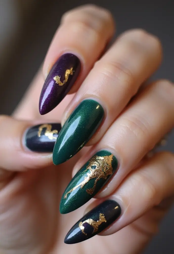 28 Dramatic Long Nail Ideas for Extended: Embracing Gothic Elegance - 22. Mystic Tones