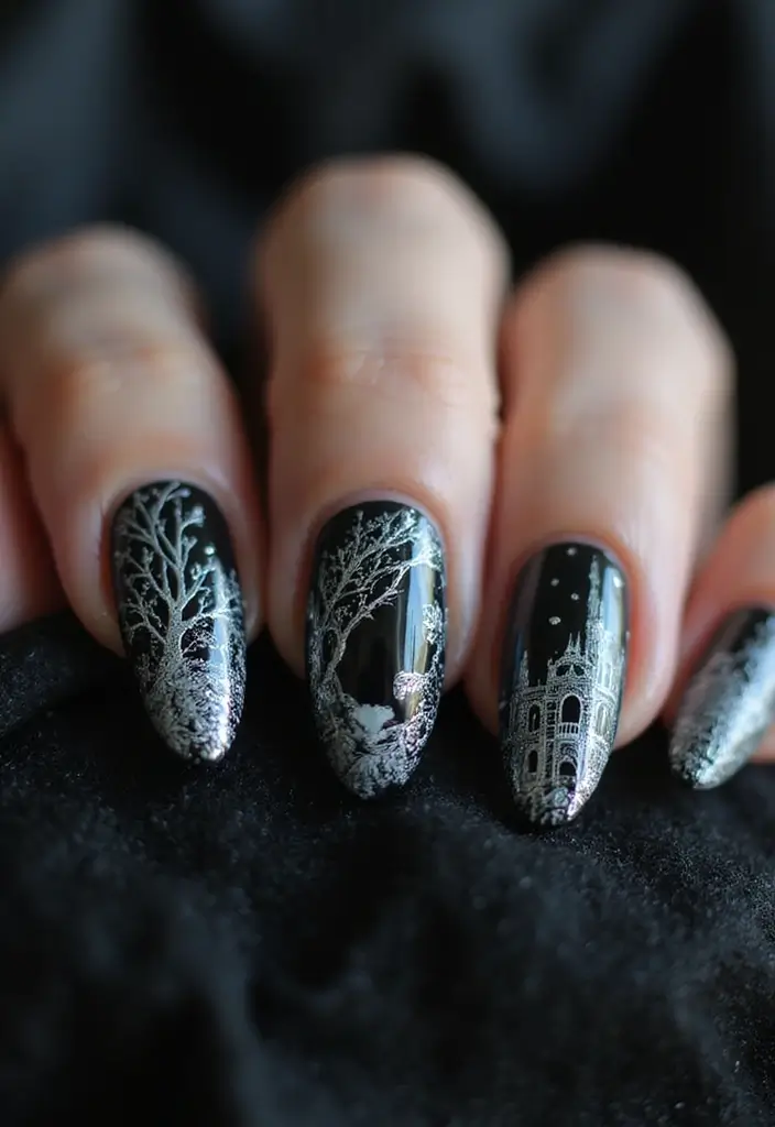 28 Dramatic Long Nail Ideas for Extended: Embracing Gothic Elegance - 28. Gothic Fairytales