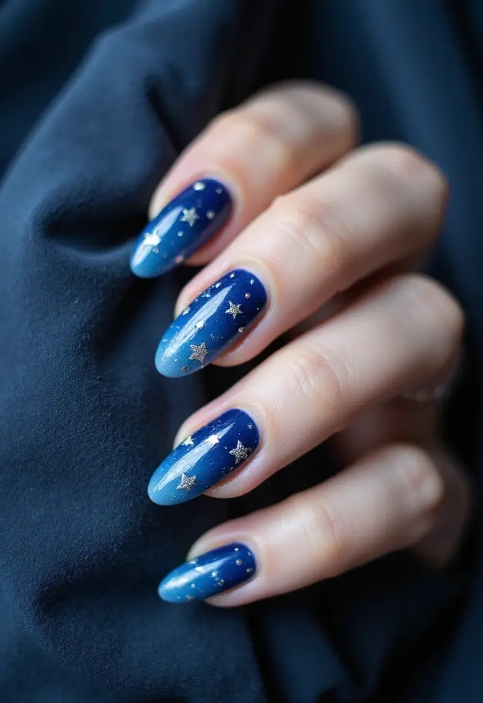 28 Dramatic Long Nail Ideas for Extended: Embracing Gothic Elegance - 4. Silver Night Sky