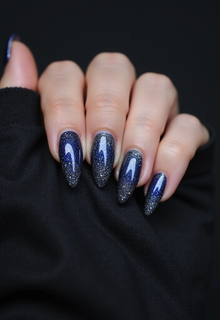 28 Dramatic Long Nail Ideas for Extended: Embracing Gothic Elegance - 5. Dark Glitter Ombré