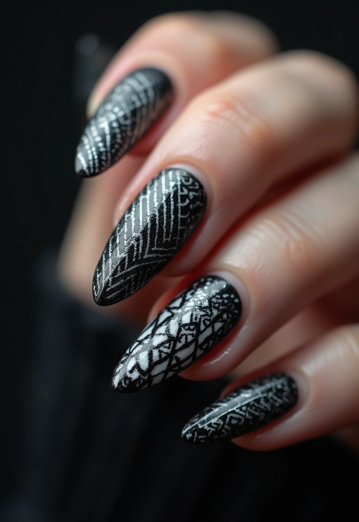28 Dramatic Long Nail Ideas for Extended: Embracing Gothic Elegance - 9. Gothic Geometric