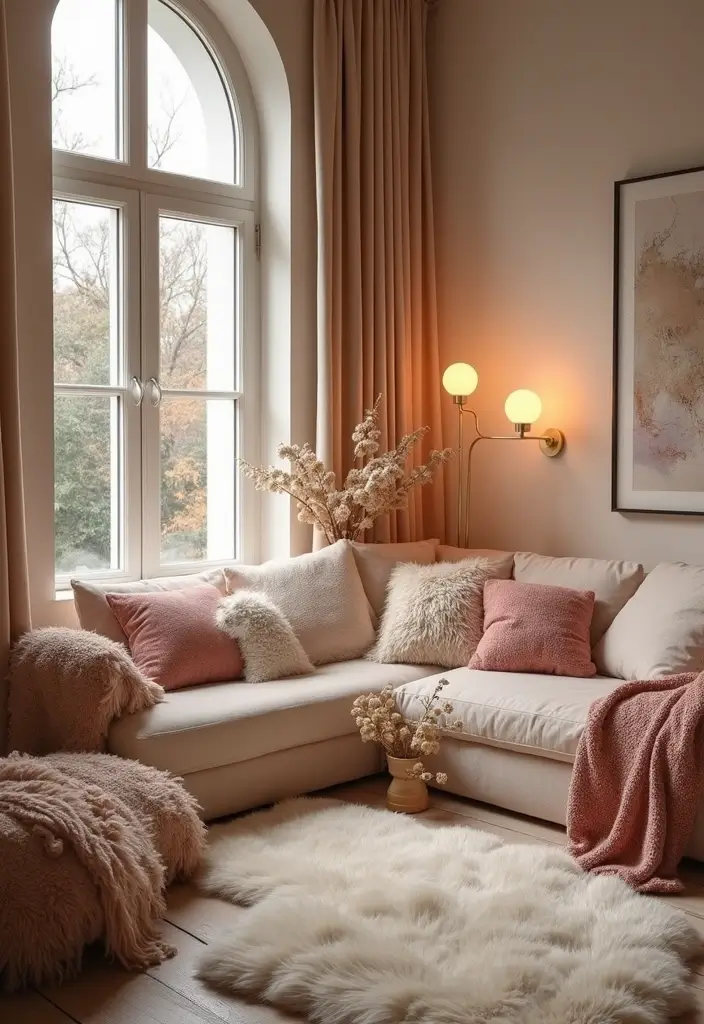 28 Dreamy Nail Room Ideas for Home - 19. Cozy Textures