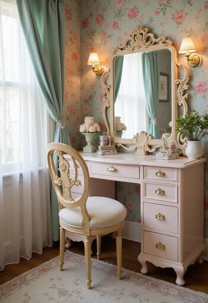 28 Dreamy Nail Room Ideas for Home - 5. Vintage Charm