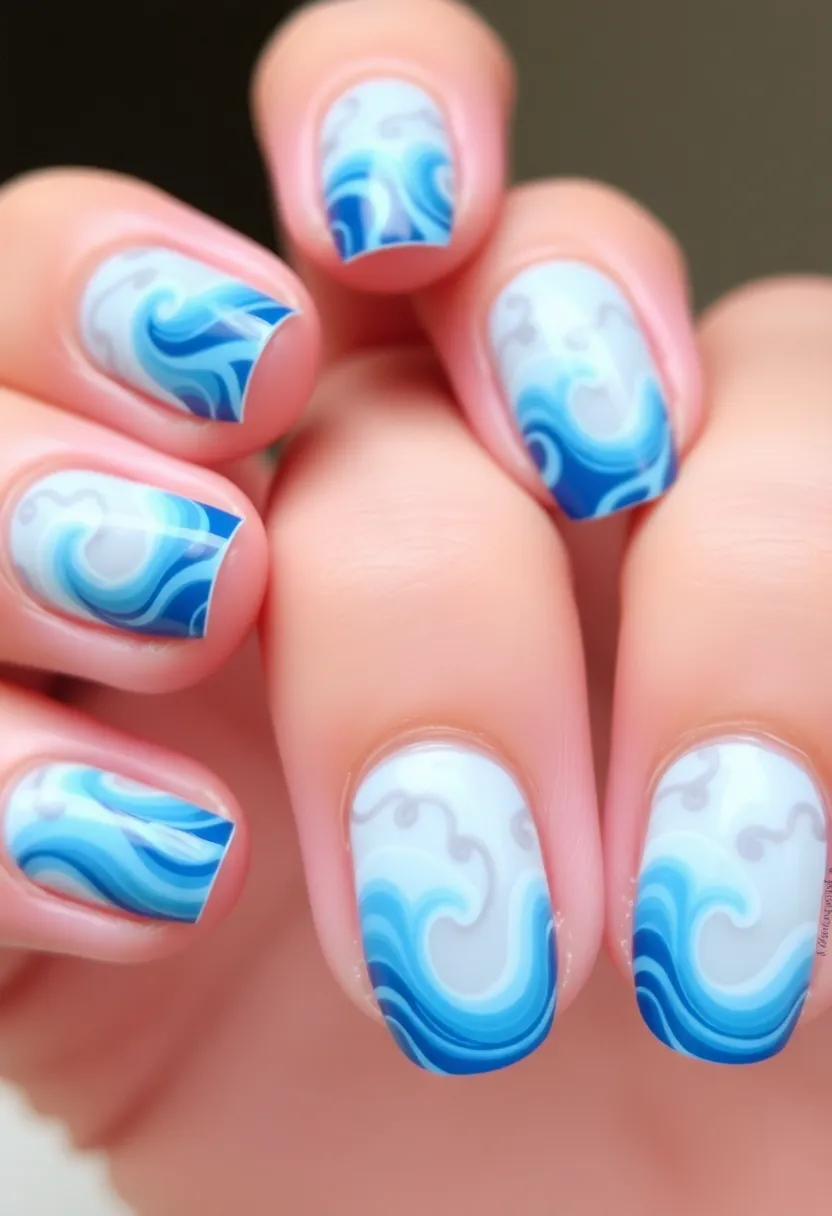 28 Essential Manicure Nail Ideas for Polished - 19. Whimsical Waves