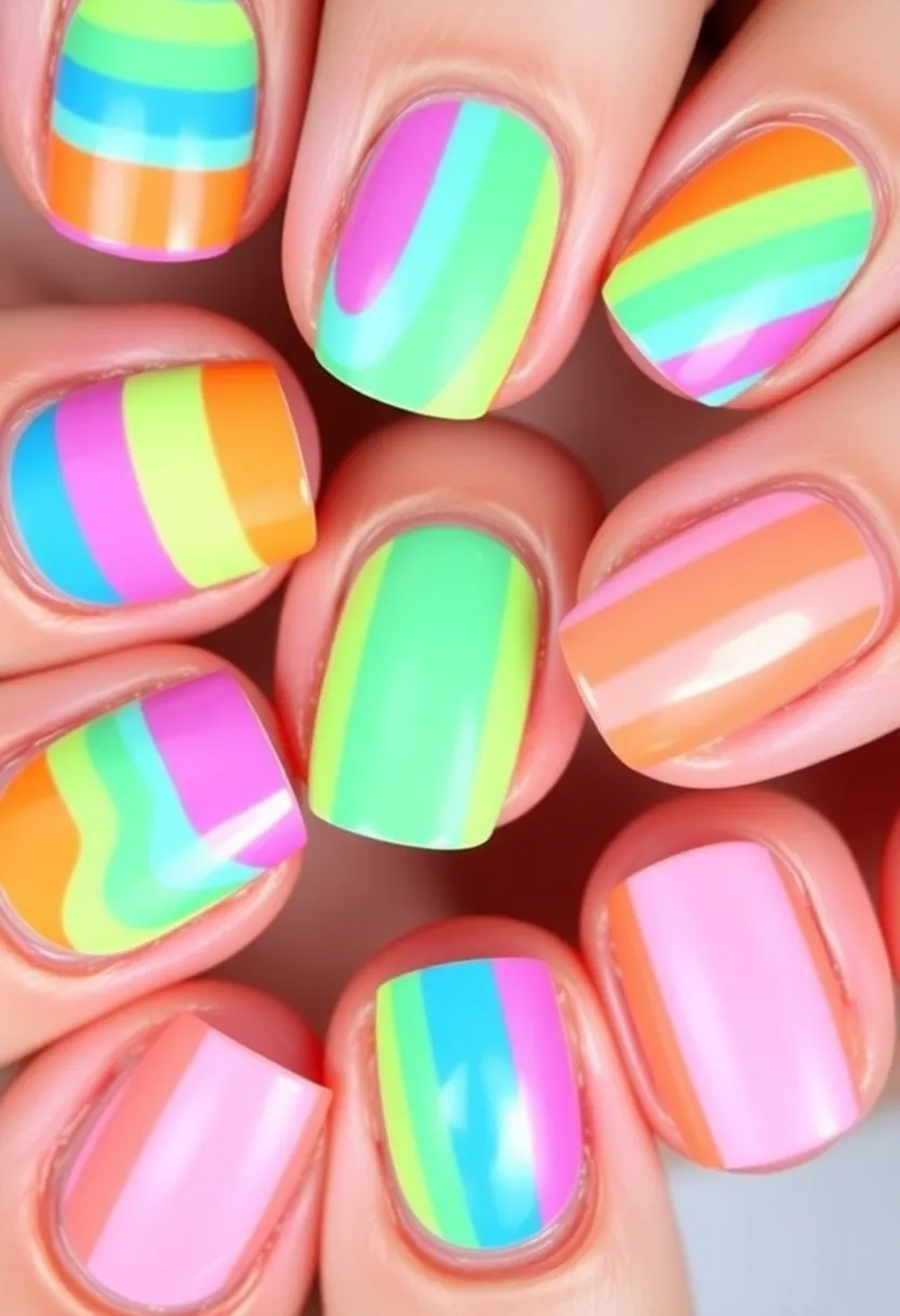 28 Essential Manicure Nail Ideas for Polished - 21. Sweet Candy Stripes