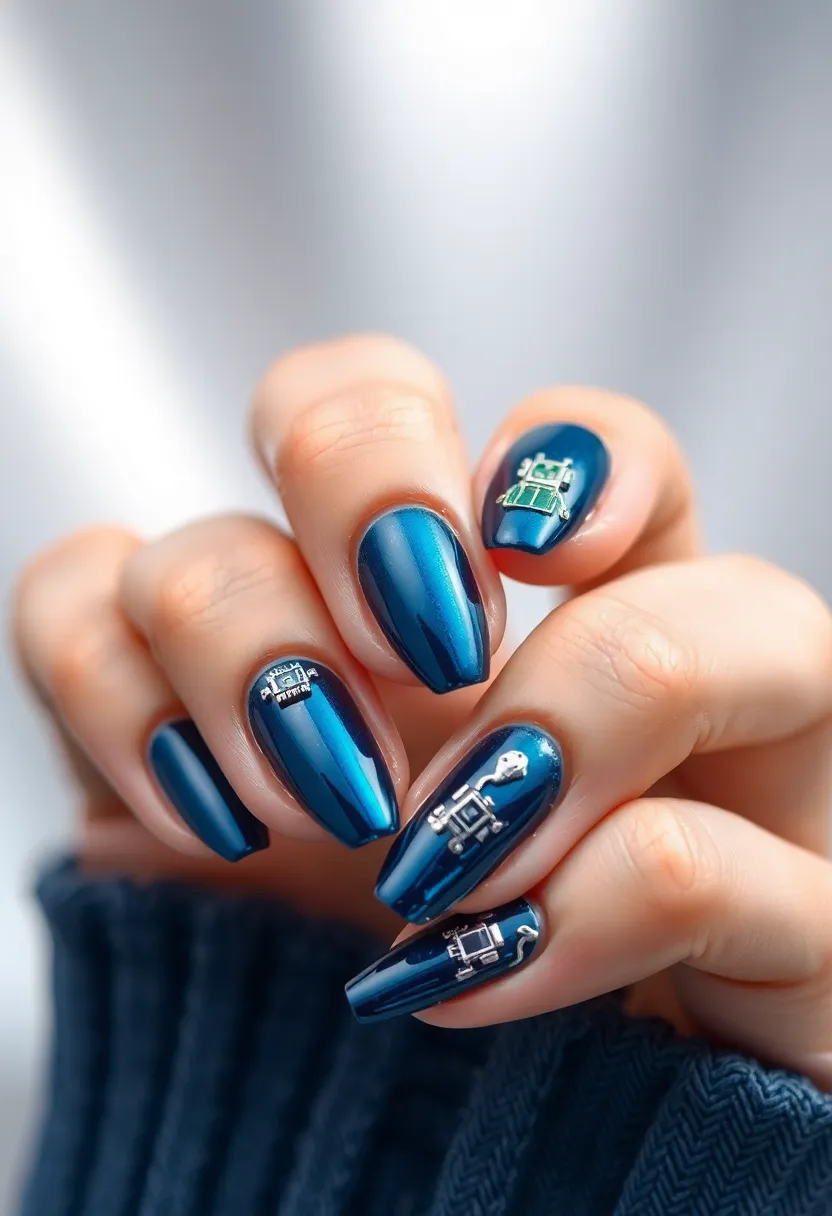 28 Fun Nail Ideas with Charms for Playful - 21. Tech-Inspired Charms