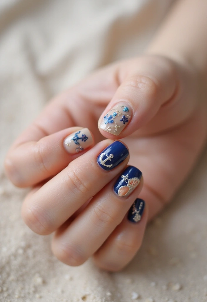 28 Fun Nail Ideas with Charms for Playful - 7. Nautical Theme Charms