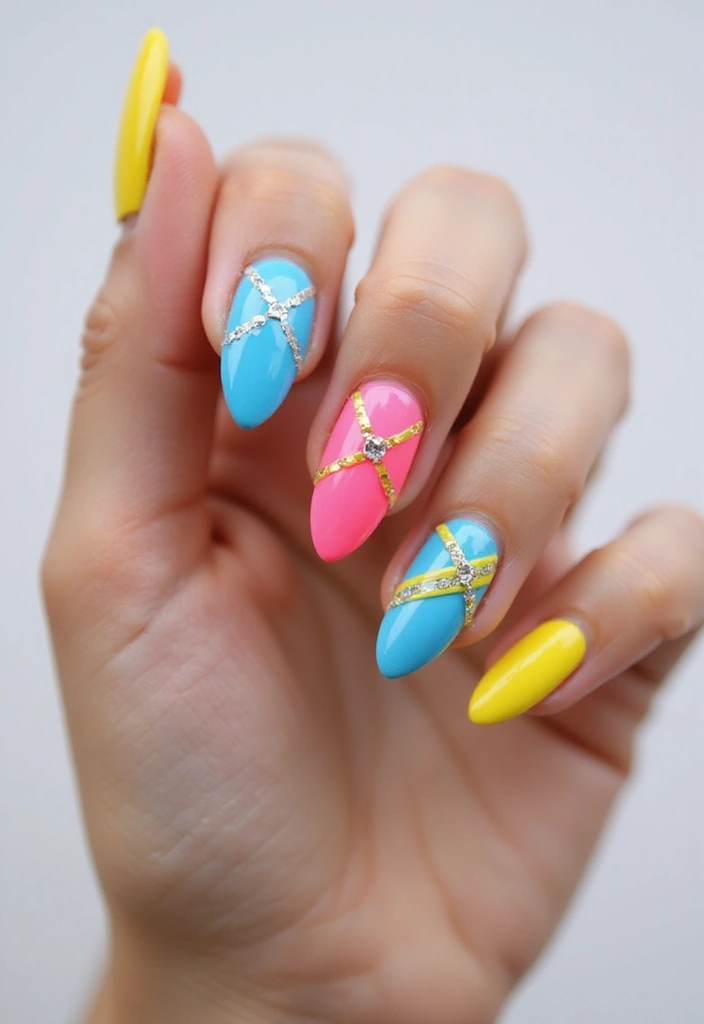 28 Gem Nail Ideas for Jeweled - 12. Chic Geometric Designs
