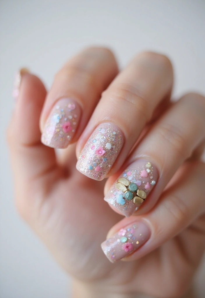 28 Gem Nail Ideas for Jeweled - 16. Mesmerizing Mixed Media