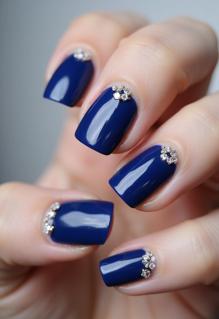 28 Gem Nail Ideas for Jeweled - 2. Classic Sapphire Elegance