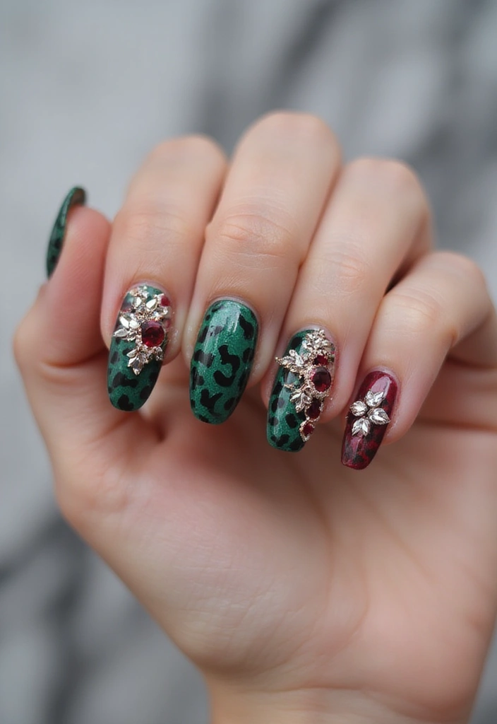 28 Gem Nail Ideas for Jeweled - 24. Charming Animal Prints