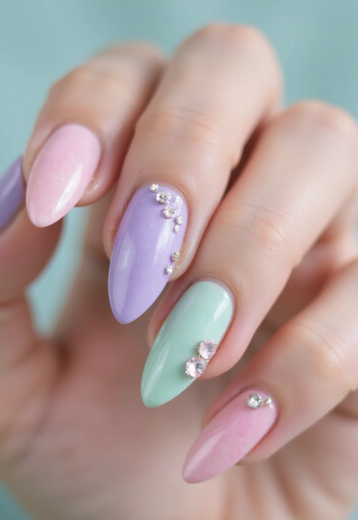 28 Gem Nail Ideas for Jeweled - 25. Romantic Watercolor Nails