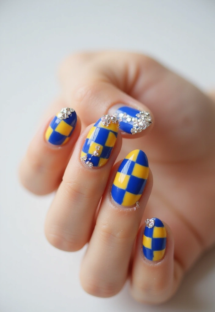 28 Gem Nail Ideas for Jeweled - 26. Stylish Checkerboard