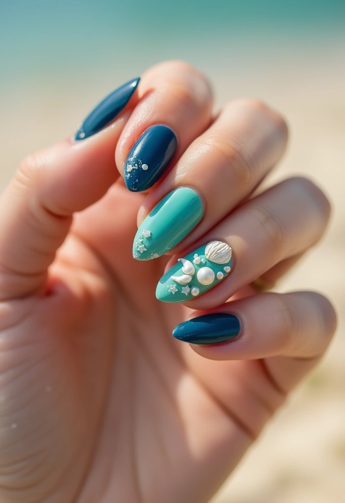 28 Gem Nail Ideas for Jeweled - 27. Under the Sea