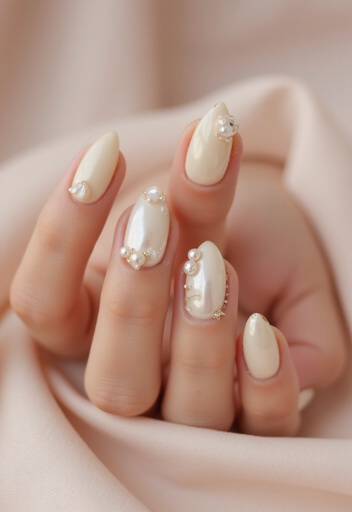 28 Gem Nail Ideas for Jeweled - 9. Stylish Pearl Accents