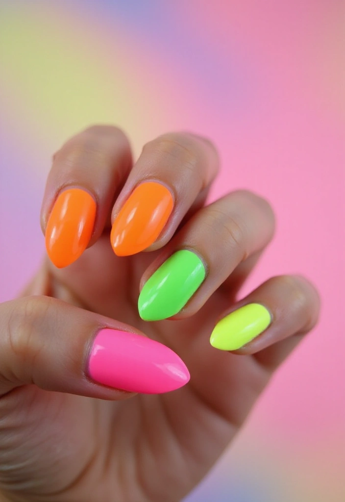 28 Innovative French Tip Nail Design Ideas for Timeless Twists - 15. Neon French Tips
