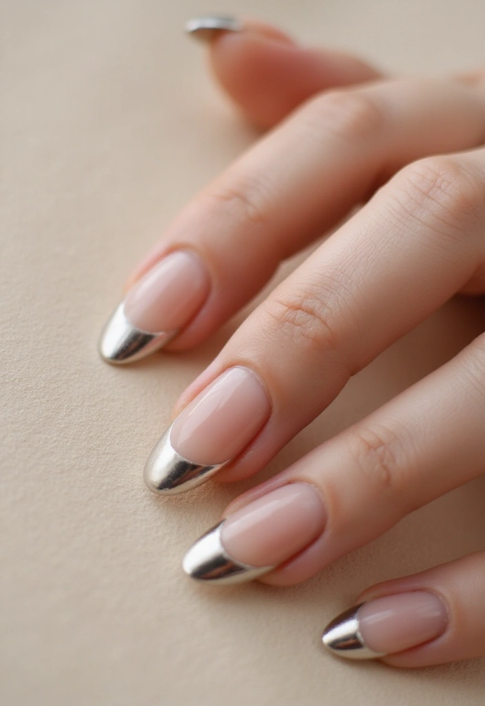 28 Innovative French Tip Nail Design Ideas for Timeless Twists - 2. Minimalist Metallic Tips
