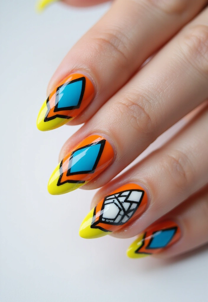 28 Innovative French Tip Nail Design Ideas for Timeless Twists - 4. Geometric Patterns