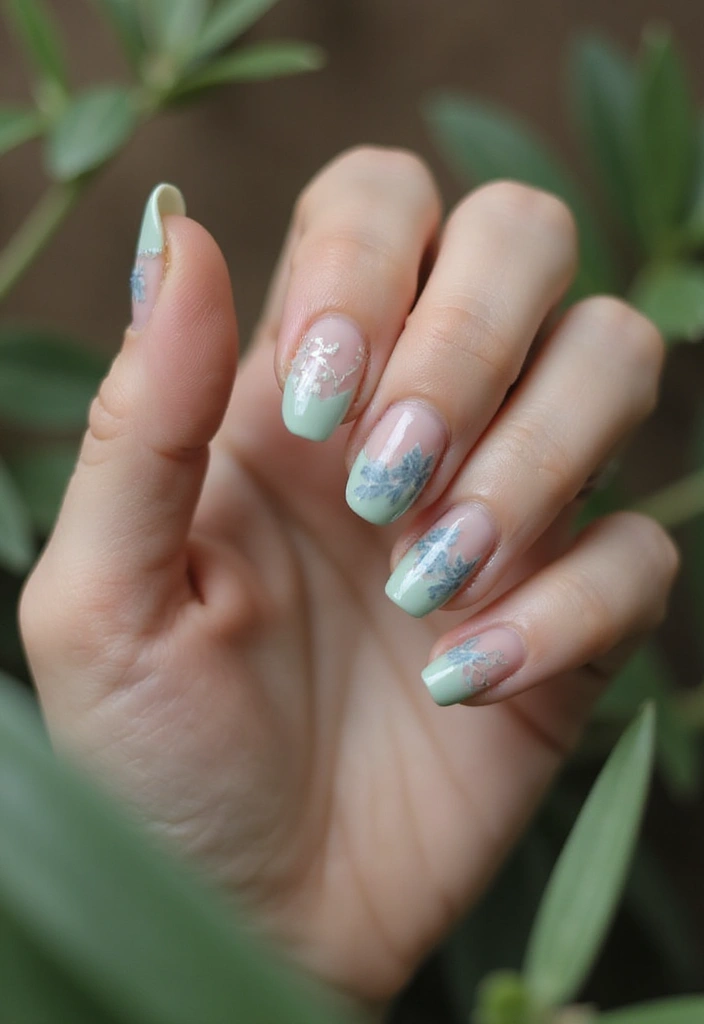 28 Innovative French Tip Nail Design Ideas for Timeless Twists - 7. Nature-Inspired Tips