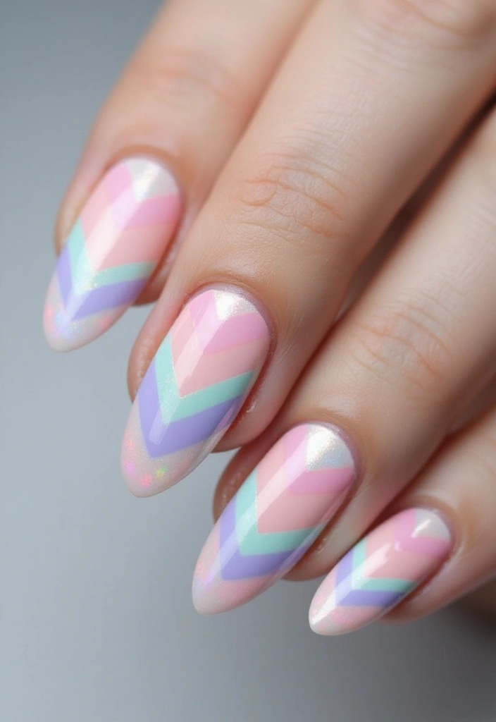 28 Lustrous Pearl Nail Ideas for Iridescent - 19. Pearlescent Chevron