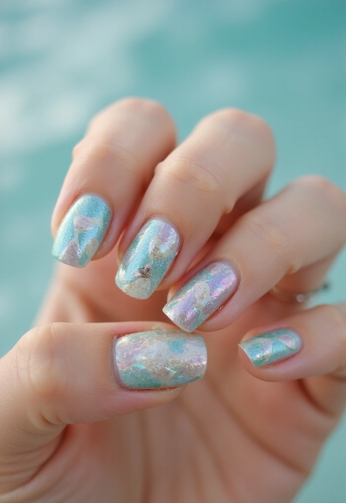 28 Lustrous Pearl Nail Ideas for Iridescent - 3. Shimmering Shells