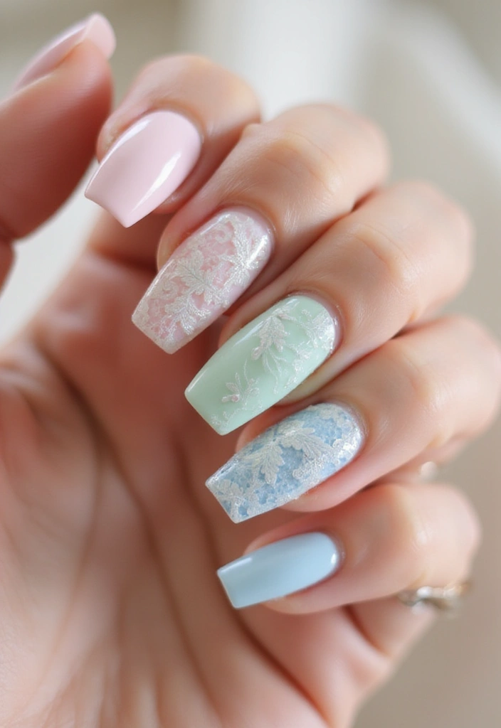 28 Medium Acrylic Nail Ideas for Versatile Beauty - 21. Elegant Lace with Sustainable Elements