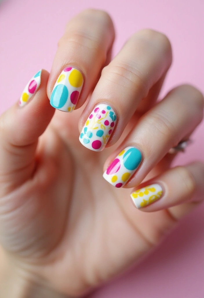 28 Medium Acrylic Nail Ideas for Versatile Beauty - 25. Whimsical Patterns with Sustainable Materials