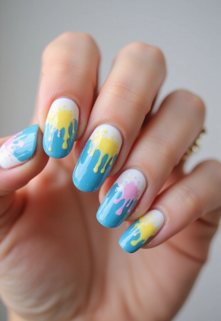 28 Medium Acrylic Nail Ideas for Versatile Beauty - 26. Colorful Rain with Eco-Friendly Options