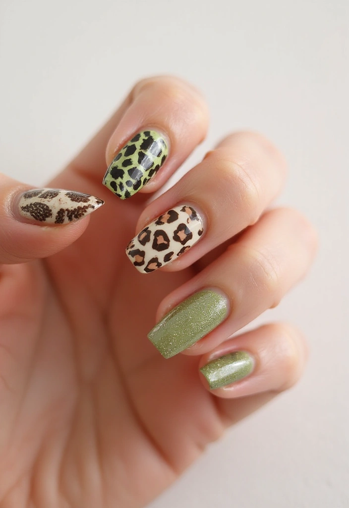 28 Medium Acrylic Nail Ideas for Versatile Beauty - 7. Animal Prints with Sustainable Flair