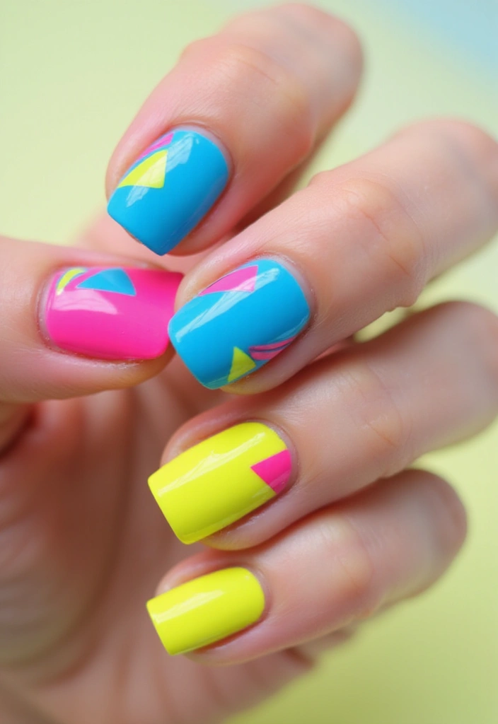 28 Medium Square Nail Ideas for Structured Chic - 11. Bold Color Blocking