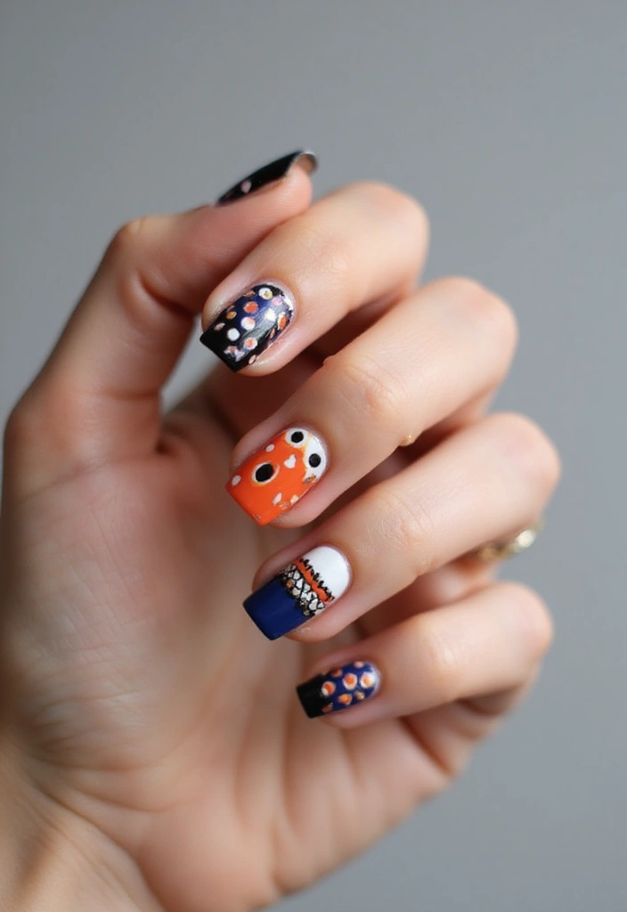 28 Medium Square Nail Ideas for Structured Chic - 16. Dots and Lines