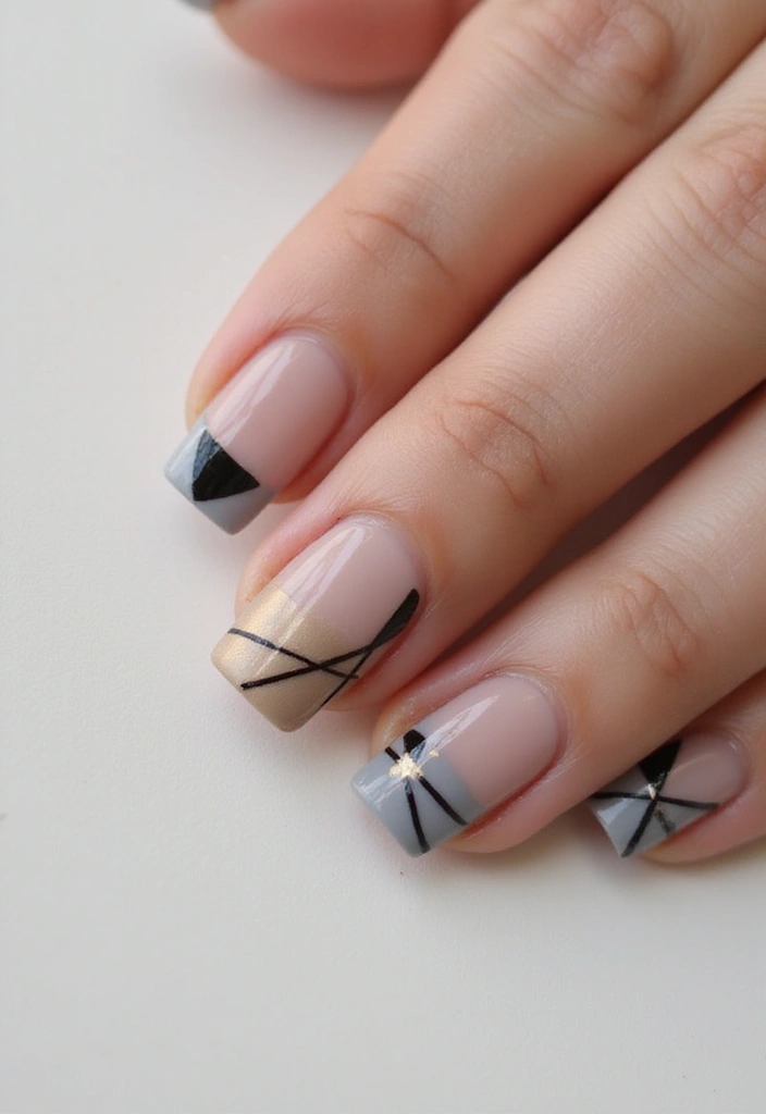 28 Medium Square Nail Ideas for Structured Chic - 17. Negative Space