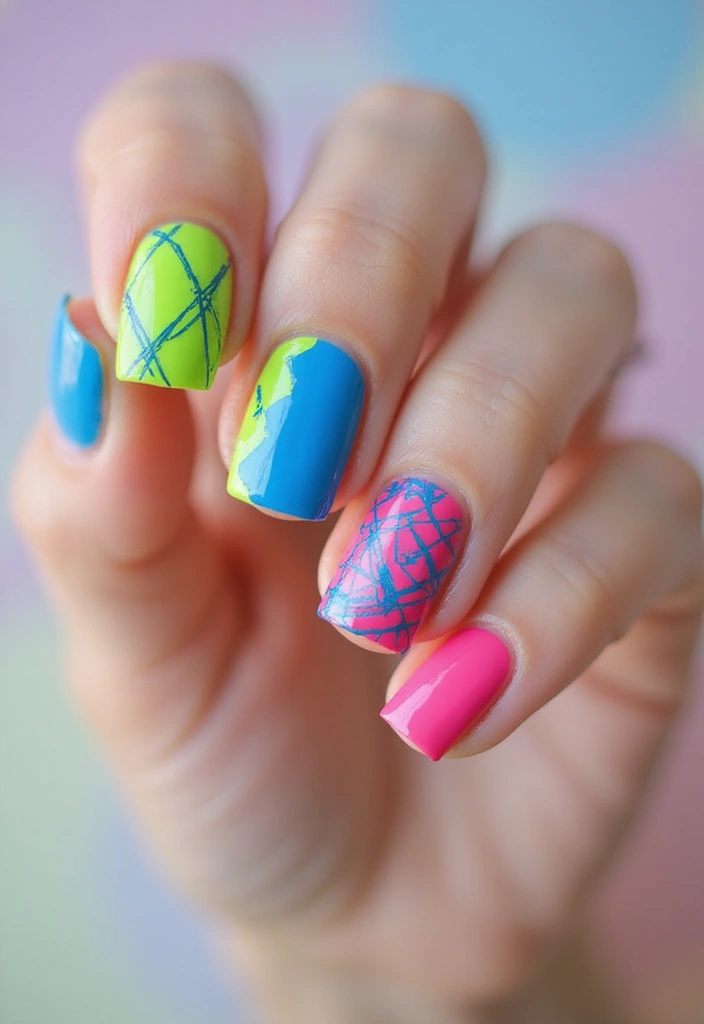 28 Medium Square Nail Ideas for Structured Chic - 2. Geometric Patterns Galore