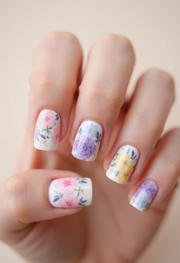 28 Medium Square Nail Ideas for Structured Chic - 4. Floral Fantasy