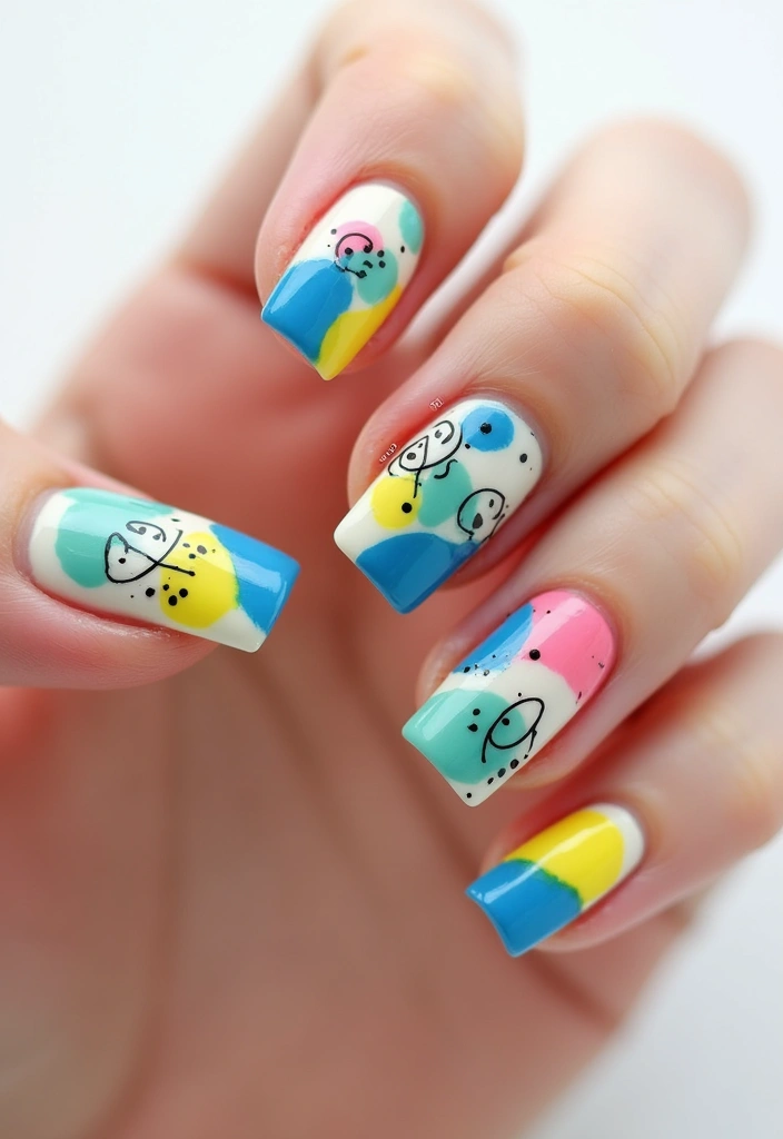 28 Medium Square Nail Ideas for Structured Chic - 8. Abstract Art