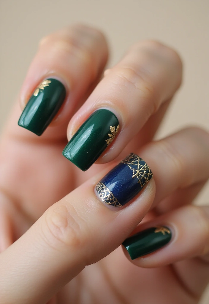 28 Medium Square Nail Ideas for Structured Chic - 9. Jewel-Toned Elegance
