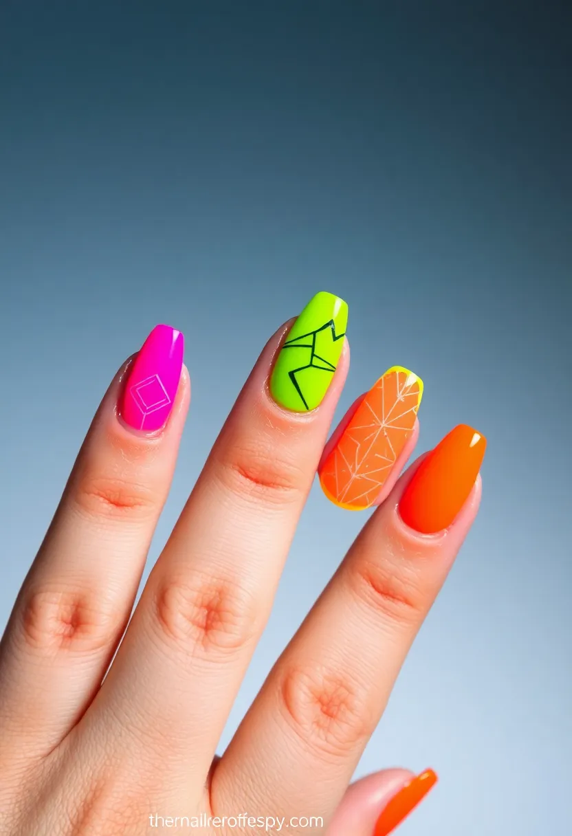 28 Natural Nail Ideas for Healthy Shining Simplicity - 17. Bright Neon Pops