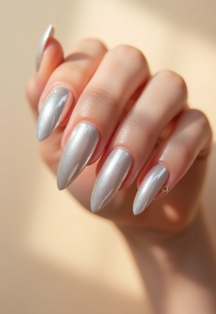 28 Shiny Chrome Nail Ideas for Futuristic Glam - 1. Classic Silver Chrome
