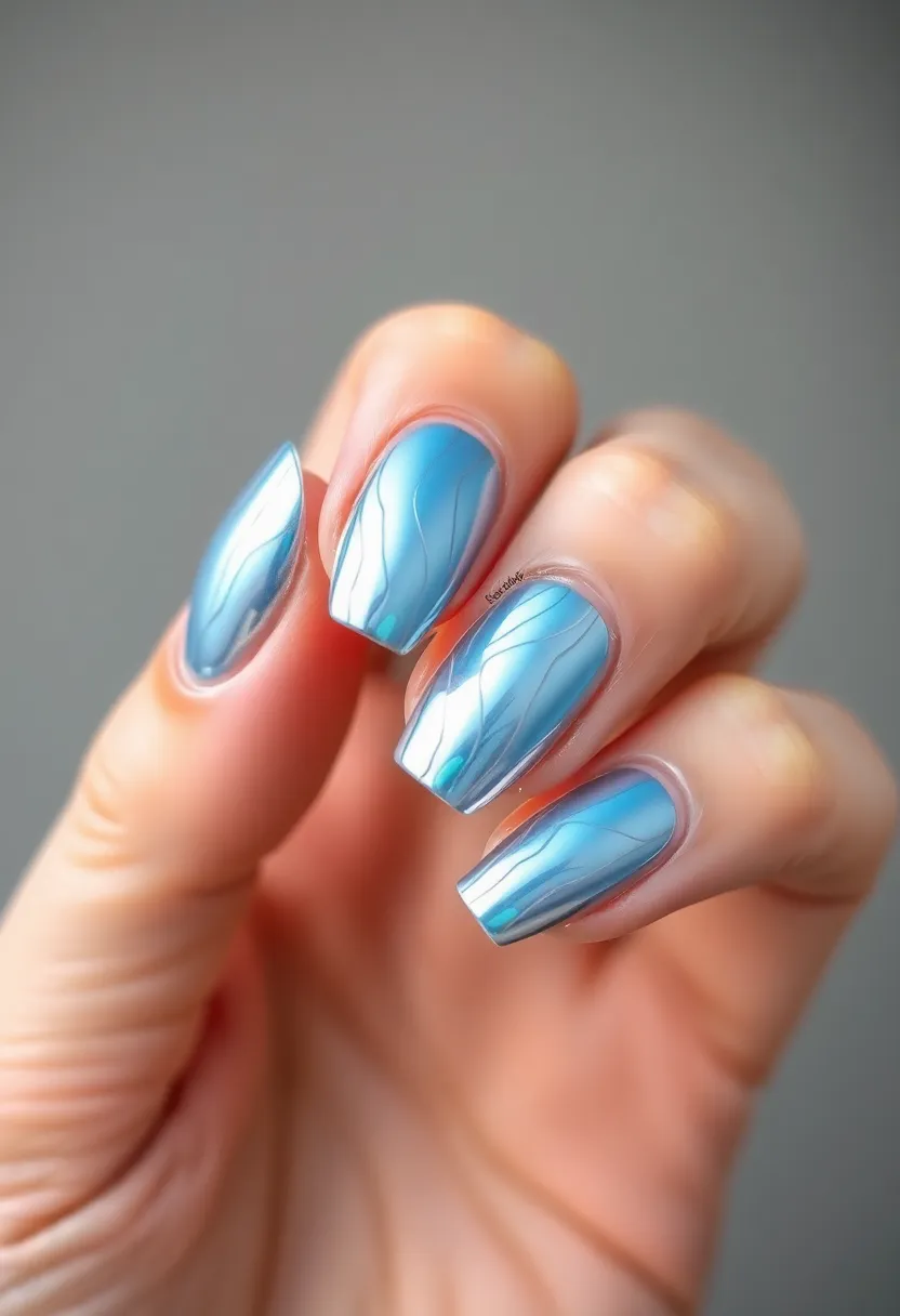 28 Shiny Chrome Nail Ideas for Futuristic Glam - 13. Chrome Rippled Design