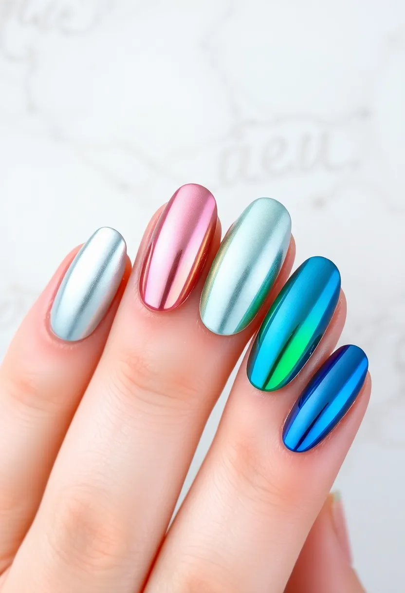 28 Shiny Chrome Nail Ideas for Futuristic Glam - 14. Chromatic Lines