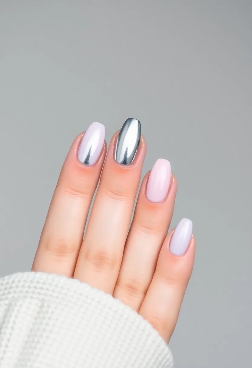 28 Shiny Chrome Nail Ideas for Futuristic Glam - 26. Chrome Statement Nails