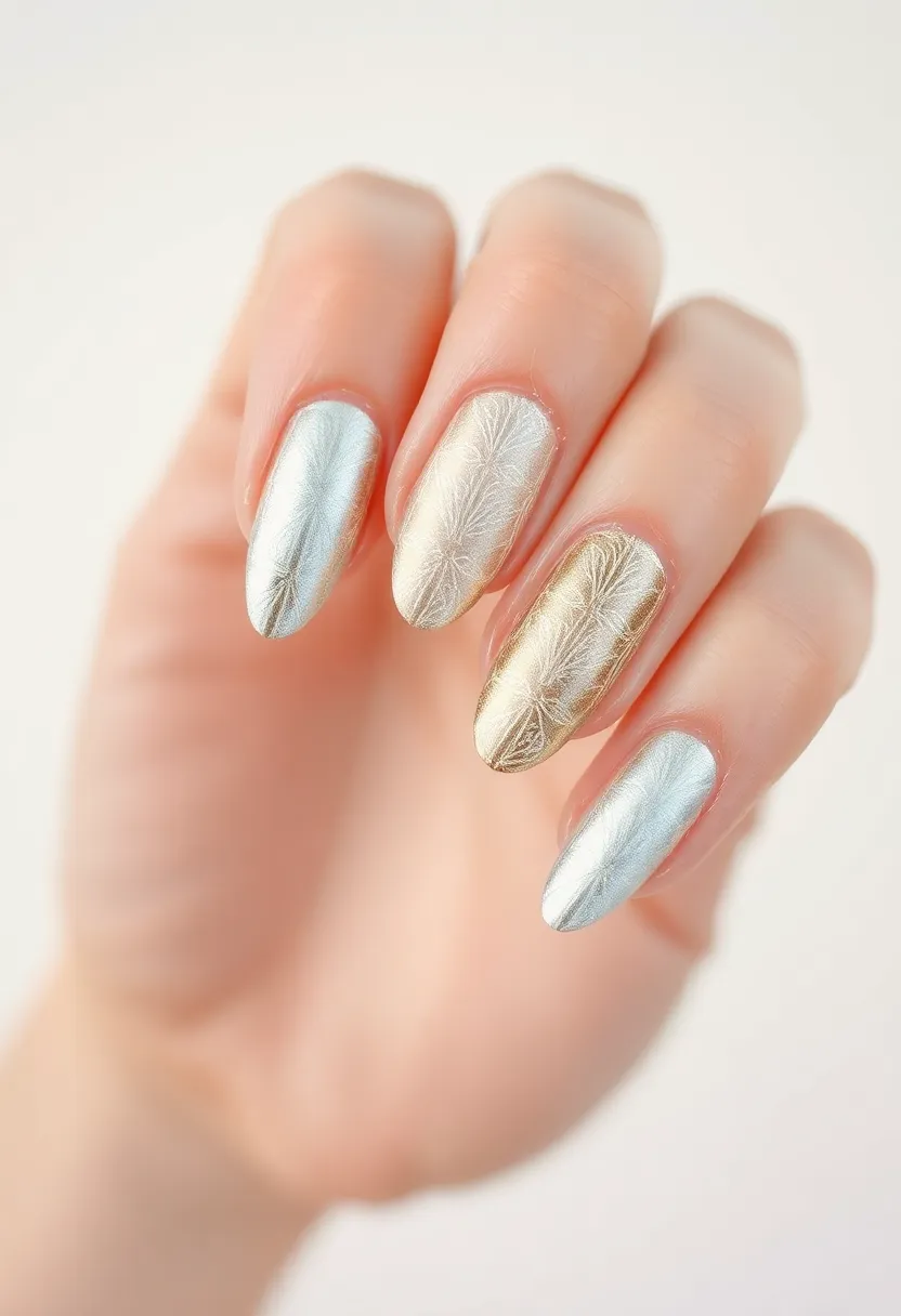 28 Shiny Chrome Nail Ideas for Futuristic Glam - 27. Chrome Stamping